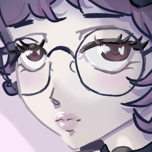 A woman with cropped wavy hair and round glasses stares listlessly at you